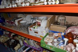 FIVE BOXES AND LOOSE CERAMICS AND GLASSWARE to include various vintage part tea wares to include