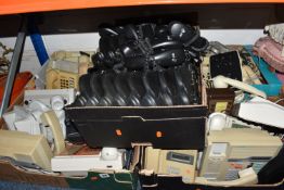 FIVE BOXES OF VINTAGE TELEPHONES comprising mostly 1980s and 1990s models, manufacturers to
