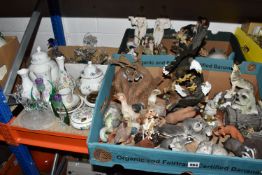 THREE BOXES AND LOOSE CERAMICS AND ORNAMENTS to include a group of Aynsley giftware to include a '