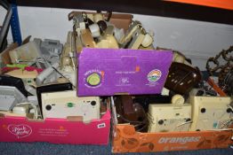 FIVE BOXES OF VINTAGE TELEPHONES comprising mostly 1980s and 1990s models, manufacturers to