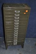 A MID CENTURY STOR ALL METAL FILE CABINET with 15 foolscap drawers width 41cm, depth 26cm, height