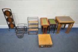 A SELECTION OF OCCASIONAL FURNITURE, to include a nest of three tables, largest table width 54cm x