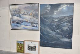 A SMALL COLLECTION OF MODERN PICTURES AND PRINTS, to include three Tony Beresford paintings all