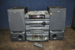 A SONY LBT-N455 HI FI with matching speakers and remote (PAT pass and working but neither tape