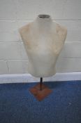UNIVERSAL DISPLAY LONDON, A DISPLAY MALE MANNEQUIN OF THE UPPER TORSO, raised on a metal support,