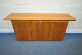 SKOVBY MÖBELFABRIK, A DANISH MID-CENTURY TEAK SIDEBOARD, fitted with three cupboard doors, the