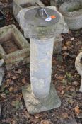 A CONCRETE SUNDIAL, in the form of an Egyptian column with a brass dial, height 80cm. Condition