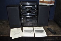 A TECHNICS COMPONENT HI FI, comprising an SL-J110R turntable, an RS-X502 dual tape deck, an SH-E85