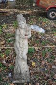 A CONCRETE GARDEN FIGURE, in the form of a Grecian lady, height 95cm. Condition Report: no obvious