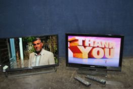 A BUSH 22in LED TV WITH REMOTE and a Toshiba 22in TV/DVD combi with damaged but working remote (both