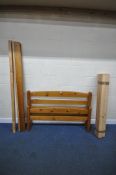 A MODERN PINE 4FT6 BEDSTEAD, with side rails, slats and bolts, condition report: general signs of