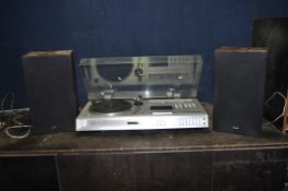 A TOSHIBA SM-3650 MUSIC CENTRE with matching speakers (PAT fail due to uninsulated plug, working but