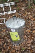 AN APOLLO GALVANISED GARDEN INCINERATOR 80 litre capacity with flued lid
