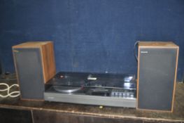 A SHARP SG-400E MID CENTURY MUSIC CENTRE with matching speakers (PAT pass and working) (3)