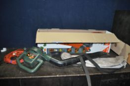 A FLYMO GV650 GARDEN BLOWER VAC (appears to be brand new in box but no collection bag) and a Black