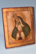 AN ORTHODOX 'OUR LADY OF THE GATE OF DAWN / MOTHER OF MERCY' ICON depicting the holy mother