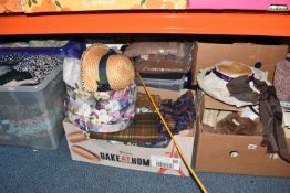 EIGHT BOXES OF LADIES' CLOTHING AND ACCESSORIES, to include knitwear, blouses, skirts, scarves,