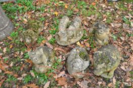 SIX CONCRETE PIG GARDEN FIGURES, the largest being 37cm high (6) Condition Report: no obvious