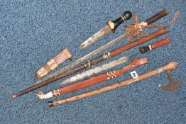 A GROUP OF LATE NINETEENTH/EARLY TWENTIETH CENTURY SUDANESE BLADES AND A SHONA AXE to include a