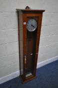 GENTS OF LEICESTER TEAK MASTER 'PUL-SYN-ETIC' IMPULE CLOCK, stainless steel dial with Arabic