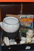 ONE BOX AND LOOSE MISCELLANEOUS, to include a large trunk, planters, teapots, and tea ware, to