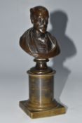 AFTER CARLO MAROCHETTI (ITALIAN 1805-1867) A BRONZE BUST OF THE DUKE OF WELLINGTON, on a socle