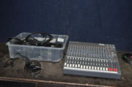 A SOUNDCRAFT SPIRIT FX16 MIXING CONSOLE with 16 balanced and line inputs, Lexicon FX and power