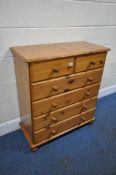 A MODERN PINE CHEST OF SEVEN DRAWERS, width 83cm x depth 38cm x height 93cm, Condition report: few