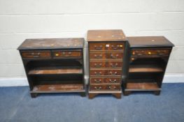 THREE PIECES OF REPRODUCTION MAHOGANY OCCASIONAL FURNITURE, to include a chest of six drawers, width