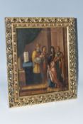 A FRAMED ORTHODOX 'PRESENTATION OF JESUS AT THE TEMPLE' ICON, oil on wood board, a Russian school