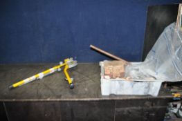 A TRAY CONTAINING PLUMBING TOOLS AND HARDWARE including a Monument pipe bender, a Myson heating