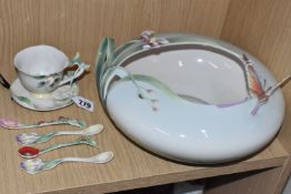 A GROUP OF FRANZ PORCELAIN, comprising a large butterfly bowl XP1906, approximate measurements: