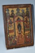 AN ORTHODOX 'INTERCESSION OF THE THEOKOTOS' ICON depicting the apparition of the Virgin Mary at