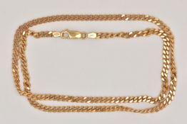 A 9CT GOLD CURB LINK CHAIN, solid links, fitted with a lobster clasp, hallmarked 9ct London