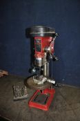 A SEALEY 12 SPEED PILLAR DRILL with 16mm chuck, machine vice and drill bits , total drill height