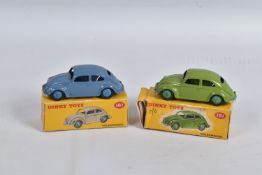TWO DINKY TOYS DIECAST VOLKSWAGEN SALOON MODELS, no. 181, the first a RAF greyish blue body with mid