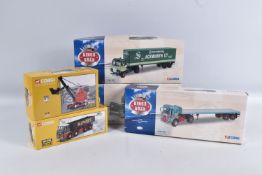 FIVE BOXED 1:50 AND 1:45 SCALE CORGI DIECAST MODEL BUILDING AND TRANSPORT VEHICLES, to include a