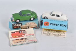 TWO BOXED CORGI TOYS DIECAST MODELS, the first a Morris Cowley Saloon mechanical, no. 202M, green