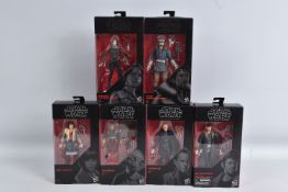 SIX BOXED HASBRO STAR WARS 'THE BLACK SERIES' FIGURES, to include number 22 Sergeant Jyn Erso (