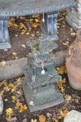 A PAINTED CONCRETE CHINESE PAGODA GARDEN ORNAMENT, made up of three tiers, height 66cm, condition