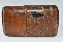 A CROCODILE SKIN CIGAR CASE, early 20th century crocodile skin cigar case, of rounded rectangular