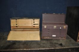 A METAL ENGINEERS STARRETT TOOLCHEST with five short over two long drawers and a latched lid (
