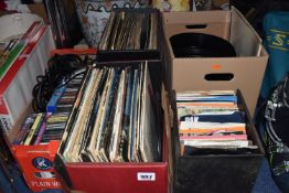 TWO BOXES AND TWO CASES OF LPS AND 45RPM AND 78's, approximately seventy five, many loose with no