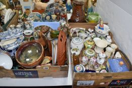 FIVE BOXES AND LOOSE MISCELLANEOUS CERAMICS, to include, a Herend porcelain covered milk creamer