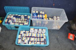 THREE BOXES CONTAINING BOXES OF NEW SCREWS (see pics for sizes)