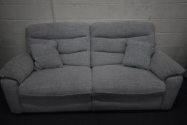 A LA Z BOY GREY UPHOLSTERED ELECTRIC RECLINING TWO SEATER SOFA, PAT pass and working, Condition