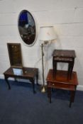 A SELECTION OF OCCASIONAL FURNITURE, to include an oak table, with a single frieze drawer, raised on