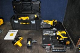 THREE DeWALT XRP POWER TOOLS comprising of a DC988 drill in case with charger, a DC330 jigsaw, a