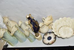 A GROUP OF ROYAL WORCESTER PORCELAIN, etc, to include an ovoid jug and cover, no 934, with mask
