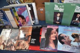 TWO BOXES OF LASER VIDEO DISCS, approximately eighty titles, to include The Godfather and The